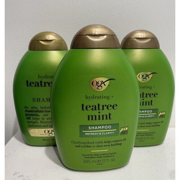 (3) New OGX Hydrating + Tea Tree Mint Shampoo 13floz Teatree Peppermint - Picture 1 of 3